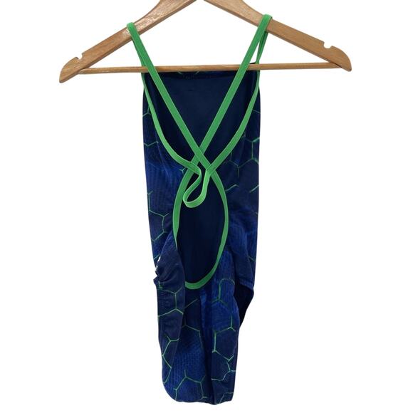 Speedo Endurance + Emerging Force Flyback One Piece Swimsuit Blue Green Size 28 - Picture 9 of 13